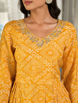 Divena - Yellow Embroidered Pure Muslin Tunic & Trouser Co-Ord (Set of 2)