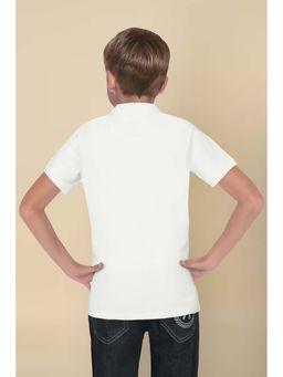 Allen Solly - Boys White Regular Fit Solid Polo Neck T-Shirt