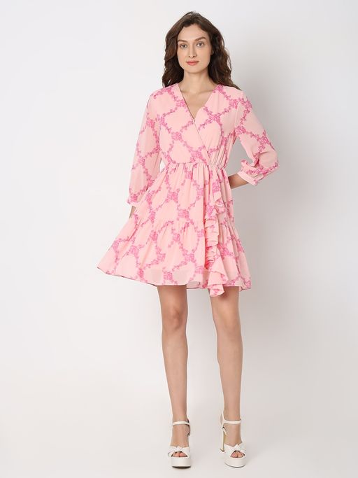 green emerald velvet dress Pinkblush Maternity Pink Floral Button Puff Sleeve Midi Dress main image 0