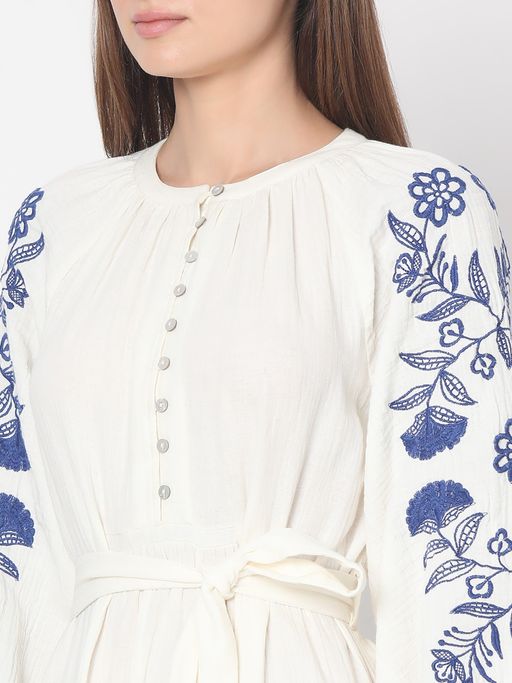 Buy VERO MODA White Contrast Embroidery Dress (Set of 2) Online