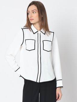 VERO MODA - White Contrast Piping Shirt