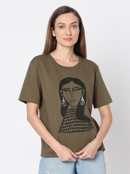 VERO MODA - Green Graphic Print T-Shirt