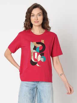 VERO MODA - Red Graphic Print T-Shirt
