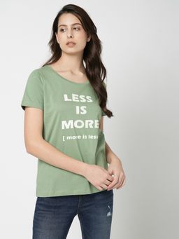 VERO MODA - X I. Scenery Green Text Print T-Shirt