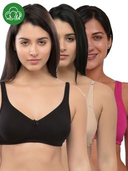 Inner Sense - Organic Cotton Antimicrobial Seamless Side Support Bra (Pack of 3)