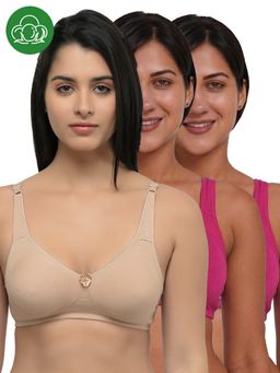 Inner Sense - Organic Cotton Antimicrobial Seamless Side Support Bra (Pack of 3)