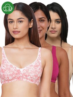 Inner Sense - Organic Cotton Antimicrobial Seamless Side Support Bra (Pack of 3)