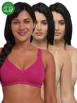 Inner Sense - Organic Cotton Antimicrobial Seamless Side Support Bra (Pack of 3)