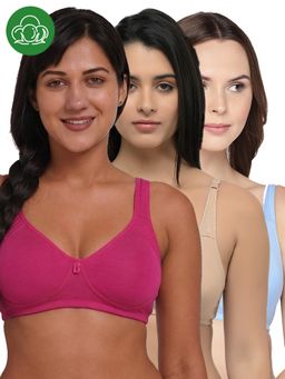 Inner Sense - Organic Cotton Antimicrobial Seamless Side Support Bra (Pack of 3)