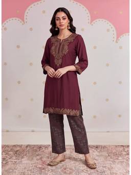 Lakshita - Inaya Scarlet Maroon Embroidered Kurta Set