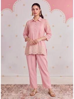 Lakshita - Inaaya Lemonade Pink Embroidered Co-Ord Set