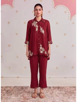 Lakshita - Arohi Bright Red Embroidered Co-Ord Set