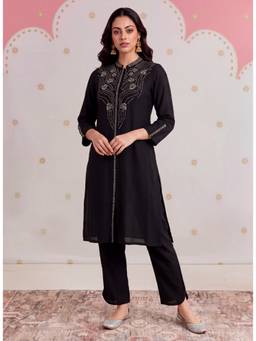 Lakshita - Nyra Matt Black Embroidered Kurta Set