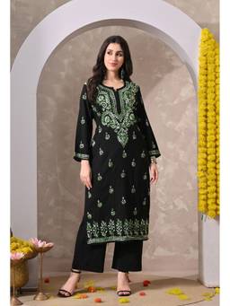 SYRISH - Noor Cotton Dual-Tone Hand Embroidered Chikankari Kurta