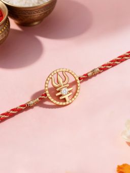 Ornate Jewels - 925 Silver American Diamond Trishul Rakhi Cum Pendant for Brother with Roli Chawal
