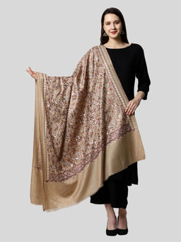 SWI STYLISH - Womens Aari Embroidered Beige Wool Shawl