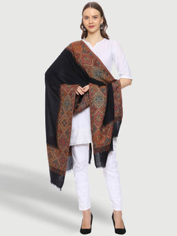SWI STYLISH - Womens Melange Kani Black Wool Stole