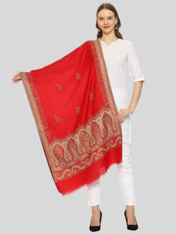 SWI STYLISH - Womens Melange Kani Red Wool Stole