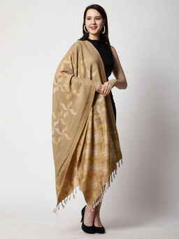 SWI STYLISH - Womens Jamawar Beige Wool Stole