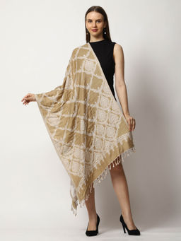 SWI STYLISH - Womens Jamawar Beige Wool Stole