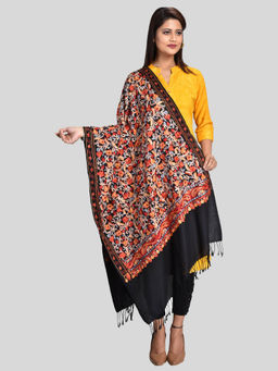 SWI STYLISH - Womens Aari Embroidered Black Wool Stole