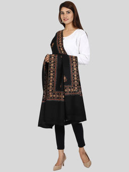 SWI STYLISH - Womens Hand Embroidered Pure Wool Black Shawl
