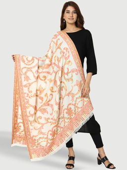 SWI STYLISH - Womens Kashmiri Kani Woven White Wool Shawl