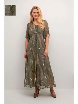 Cream - Crchery Long Green Abstract Maxi Dress