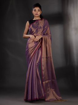Arhi - Purple Tissue Handwoven Soft Saree with Unstitched Blouse