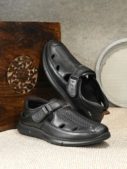 EGOSS - Black Casual Velcro Sandals