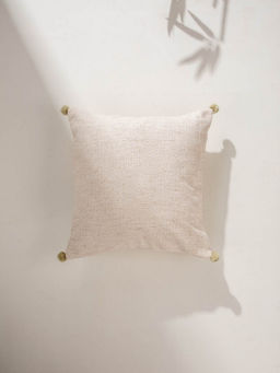 Freedom Tree - Boucle Beige Woven Pom Pom Cotton Cushion Cover (18 x 18 Inches)