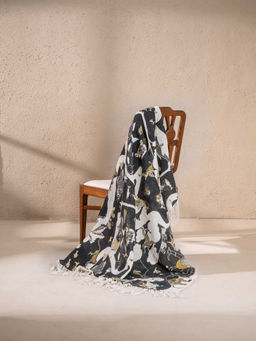 Freedom Tree - Mindscape Black Screen Printed Cotton Sofa Throw