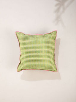 Freedom Tree - Code Shadow Green Printed Woven Recycled Cotton Cushion Cover (16 x 16 Inches)