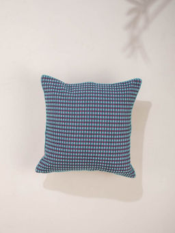 Freedom Tree - Code Shadow Plum Blue Woven Recycled Cotton Cushion Cover (18 x 18 Inches)