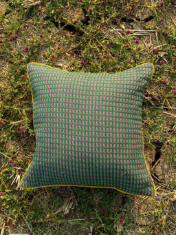 Freedom Tree - Code Plum Green Shadow Woven Recycled Cotton Cushion Cover (18 x 18 Inches)