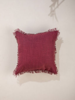 Freedom Tree - Raffia Plum Pink Woven Cotton Polyester Cushion Cover (18 x 18 Inches)