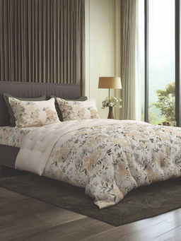 SANSAAR A D'DECOR BRAND LIVE CONSCIOUSLY - Carnation Sand Beige Bedsheet with 2 Pillow Covers (King)