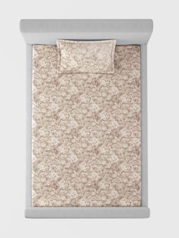 SANSAAR A D'DECOR BRAND LIVE CONSCIOUSLY - Pavot Doeskin Brown Bedsheet with 1 Pillow Cover (Single)