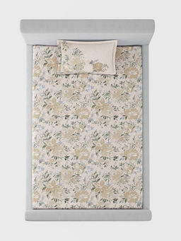 SANSAAR A D'DECOR BRAND LIVE CONSCIOUSLY - Carnation Beige Sand Bedsheet with 1 Pillow Cover (Single)