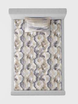 SANSAAR A D'DECOR BRAND LIVE CONSCIOUSLY - Honeycomb Brown Bedsheet with 1 Pillow Cover (Single)