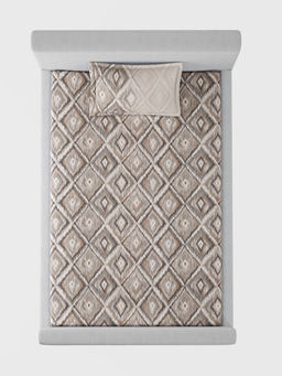 SANSAAR A D'DECOR BRAND LIVE CONSCIOUSLY - Elmas Umber Brown Bedsheet with 1 Pillow Cover (Single)