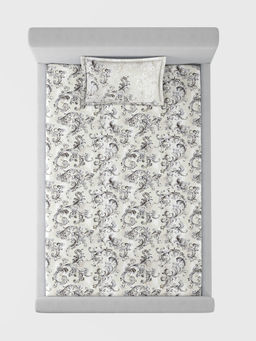 SANSAAR A D'DECOR BRAND LIVE CONSCIOUSLY - Acanthus Beige Bedsheet with 1 Pillow Cover (Single)