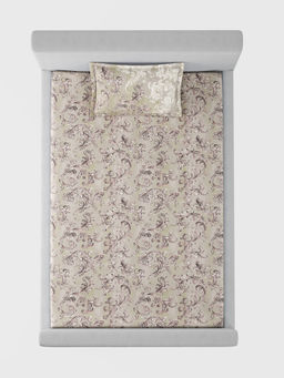 SANSAAR A D'DECOR BRAND LIVE CONSCIOUSLY - Acanthus Russet Brown Bedsheet with 1 Pillow Cover (Single)