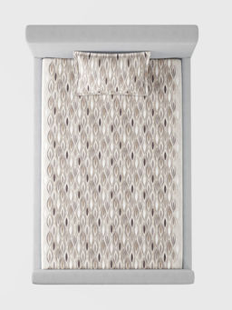 SANSAAR A D'DECOR BRAND LIVE CONSCIOUSLY - Ripple Natural Brown Bedsheet with 1 Pillow Cover (Single)