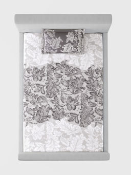 SANSAAR A D'DECOR BRAND LIVE CONSCIOUSLY - Oakleaf Storm Grey Bedsheet with 1 Pillow Cover (Single)
