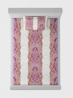 SANSAAR A D'DECOR BRAND LIVE CONSCIOUSLY - Dynasty Pink Bedsheet with 1 Pillow Cover (Single)