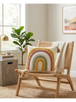 HOSTA HOMES - White Pure Cotton Handcrafted Cushion Cover (16 x 16 Inches)
