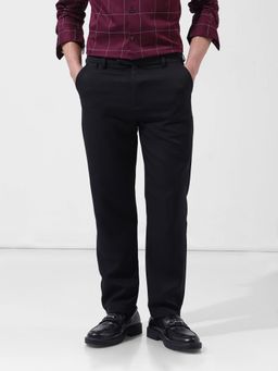 The Indian Garage Co - Black Men's Regular Fit Mid-Rise Trouser
