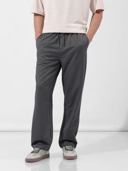The Indian Garage Co - Grey Men's Relaxed Fit Solid Mid-Rise Joggers