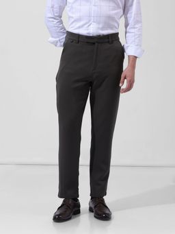 The Indian Garage Co - Olive Men's Slim Fit Solid Mid-Rise Trouser